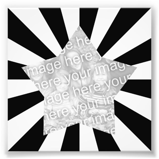 Black and White Starburst Frame Photo Print (Front)