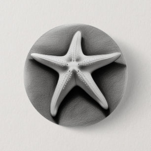 Black and White Starfish 6 Cm Round Badge