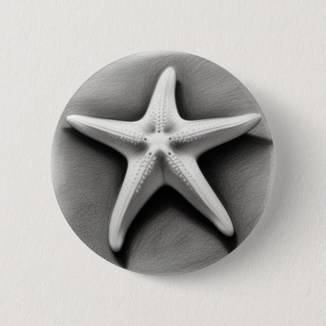 Black and White Starfish 6 Cm Round Badge (Front)