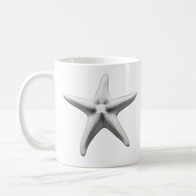 Black and White Starfish Coffee Mug (Left)