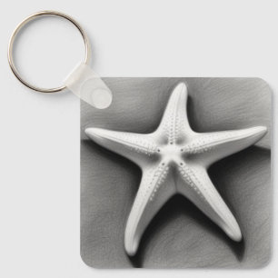 Black and White Starfish Key Ring