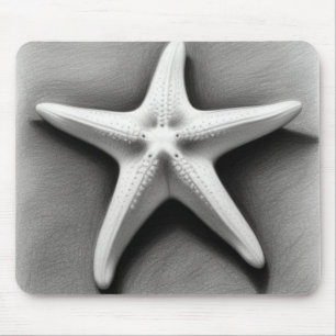 Black and White Starfish Mouse Mat