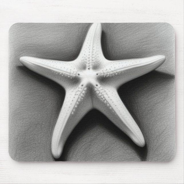 Black and White Starfish Mouse Mat (Front)