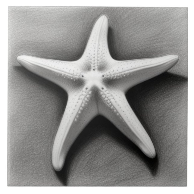 Black and White Starfish Tile (Front)