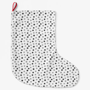 Black and White Stars Large Christmas Stocking