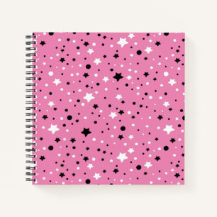 Black and White Stars On Pink Notebook