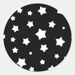 Black and white stars pattern classic round sticker