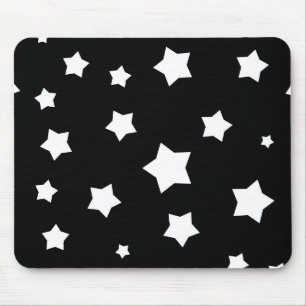Black and white stars pattern mouse mat