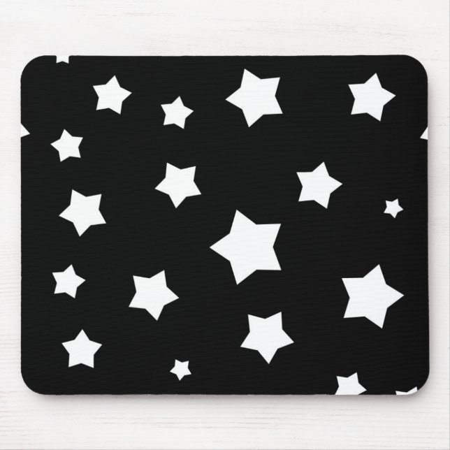 Black and white stars pattern mouse mat (Front)
