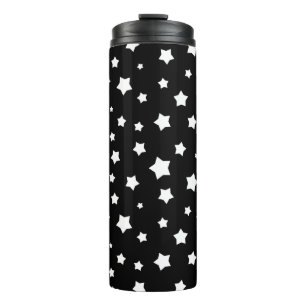 Black and white stars pattern thermal tumbler