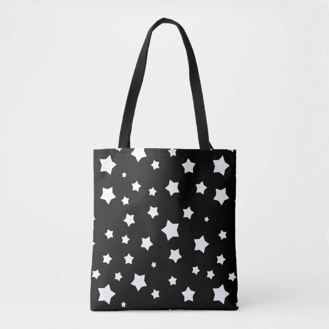 Black and white stars pattern tote bag (Front)