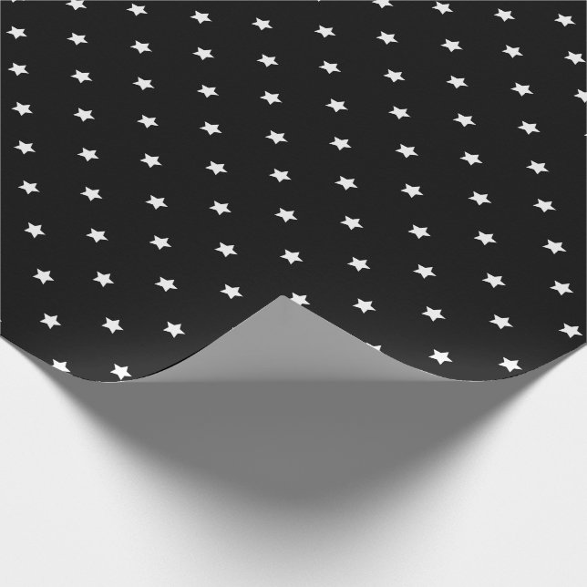Black And White Stars Polka Dot Pattern Wrapping Paper (Corner)