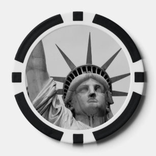 Black and White Statue of Liberty Poker Chips
