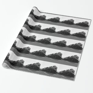Black and white Steam engine Wrapping Paper