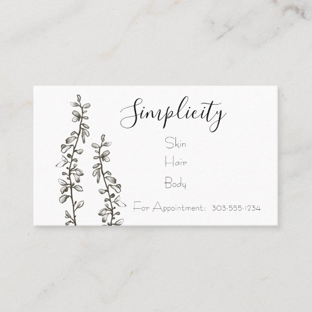 Black and White Stems Business Card (Front)