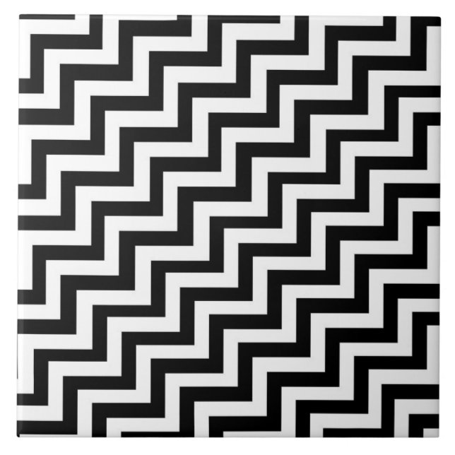 Black and white step pattern ceramic tile (Front)