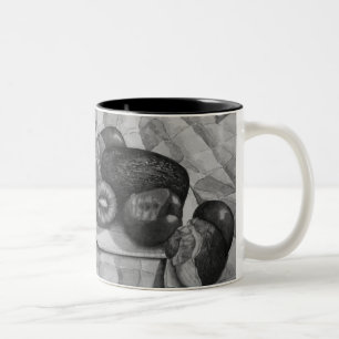 black and white still life picture of exotic fruit Two-Tone coffee mug
