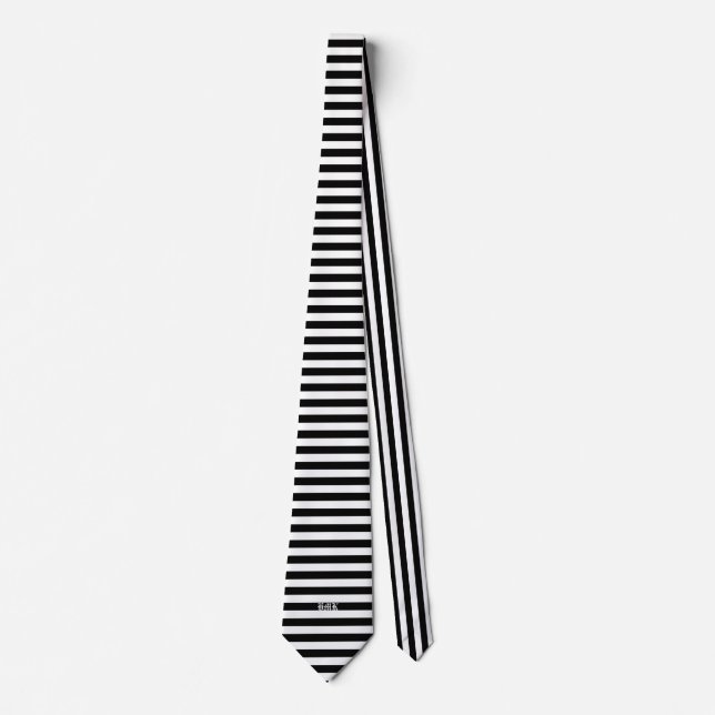 Black and White Stipe Print Tie (Front)