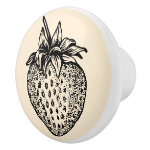 Black and White Strawberry Cabinet Drawer Makeover Ceramic Knob