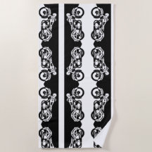 Black and White Street Bike Motorcycle Pattern