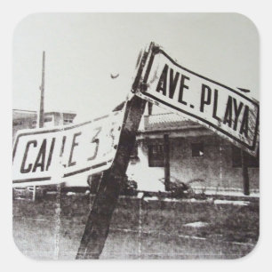Black and white street sign square sticker