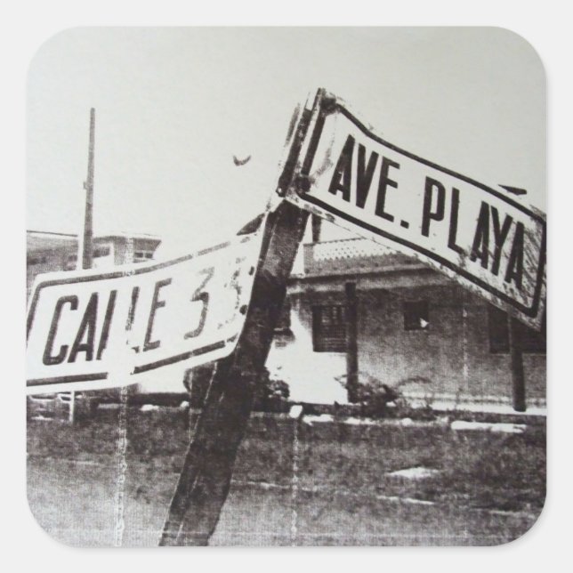 Black and white street sign square sticker (Front)