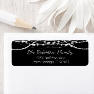 Black and White String Lights Return Address
