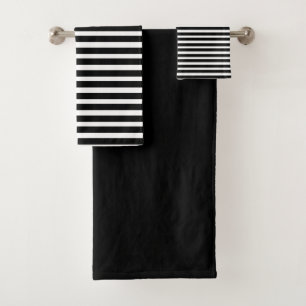 Black And White Stripe Bath Towel Set