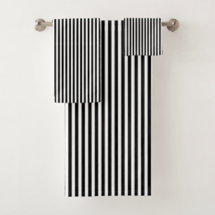 Black and White Stripe Bath Towel Set