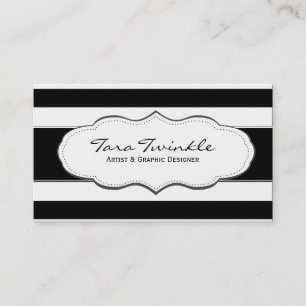 Black and White Stripe Business Cards