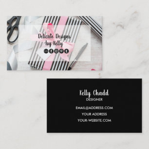 Black and White Stripe Gift Box Jewellery Designer Business Card