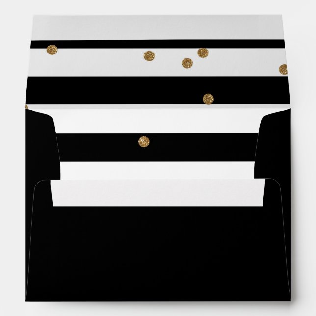 Black and white stripe & gold glitter liner envelope (Back (Bottom))