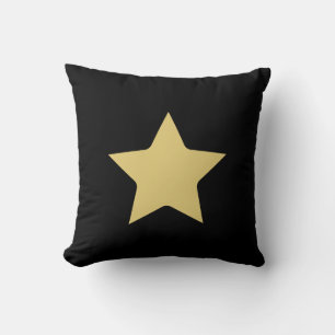 Black and white stripe & gold star Throw Pillow