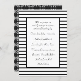 Black And White StrIpe Invitation