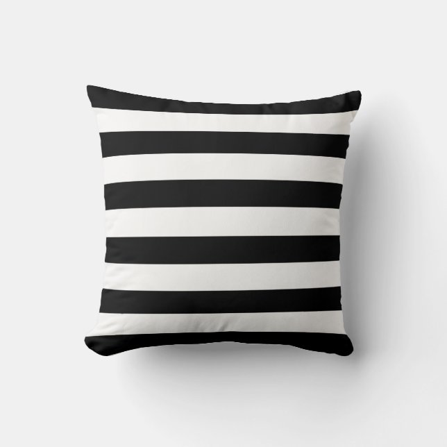 Black and White Stripe Pattern Cushion (Front)