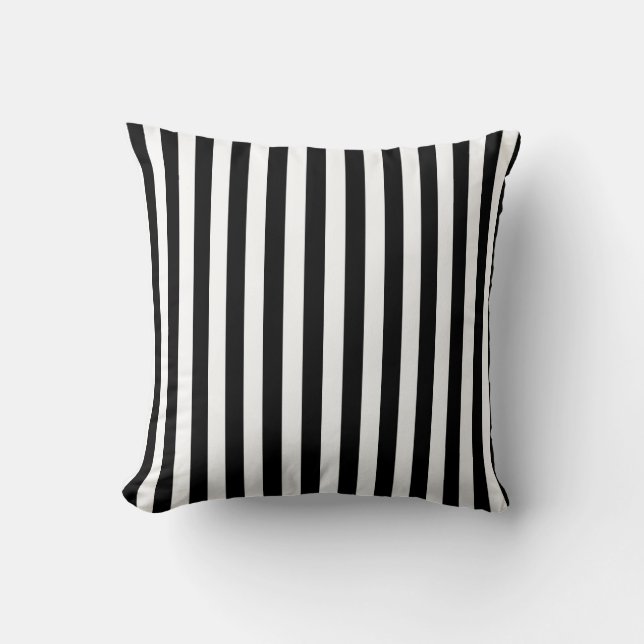 Black and White Stripe Pattern Cushion (Front)