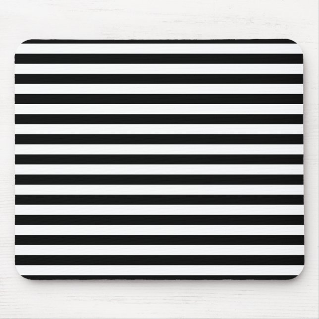 Black and White Stripe Pattern Mouse Mat (Front)