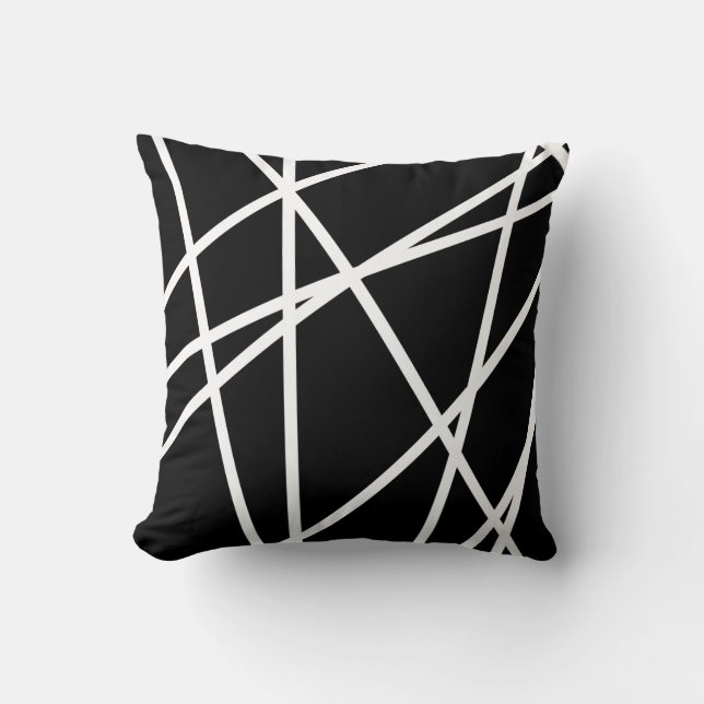 Black and White Stripe Pattern Pillow (Front)