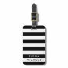Black and White Stripe Personalised Luggage Tag
