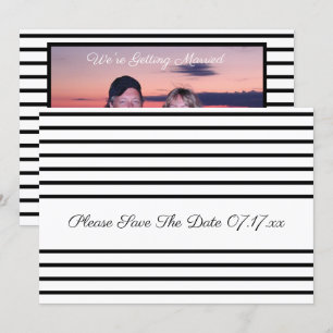 Black And White Stripe Photograph Invitation