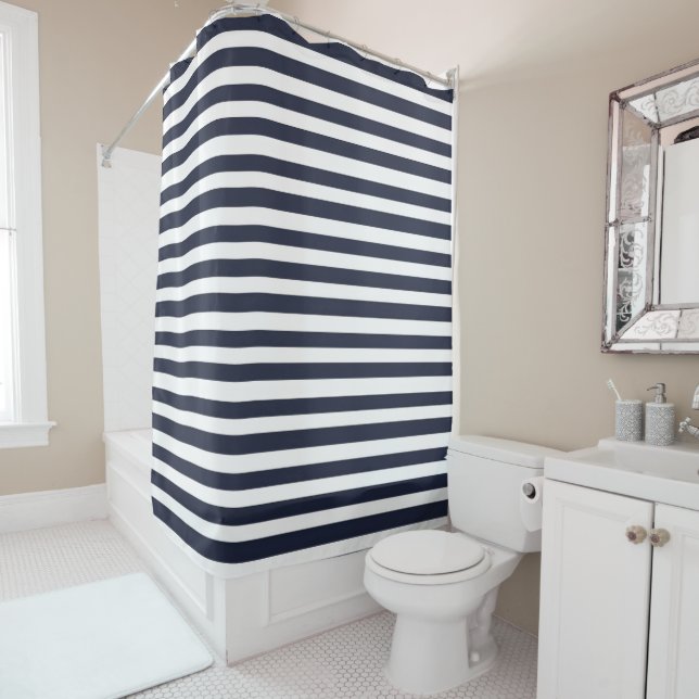Black And White Stripe  Shower Curtain (In Situ)