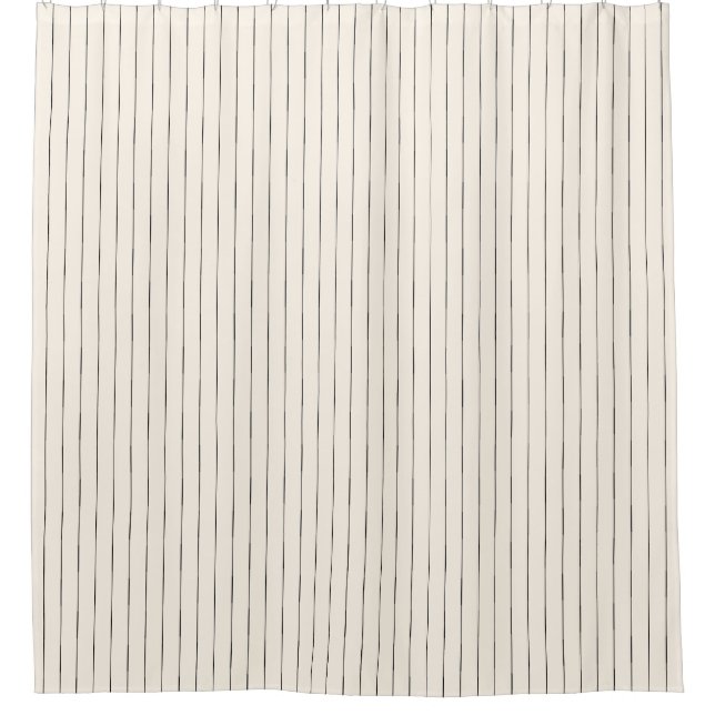 Black and White stripe Shower Curtain (Front)