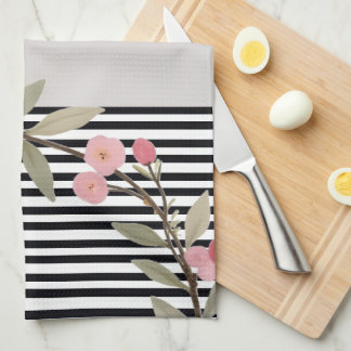 Black and white stripe tea towel