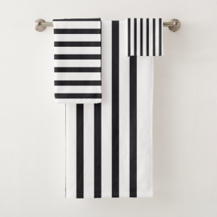 Black and White Stripe Towel Set