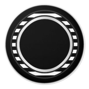 Black and White Stripe Trim Ceramic Knob