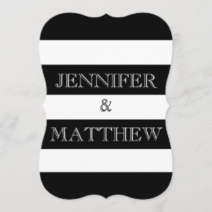black and white stripe wedding invitation