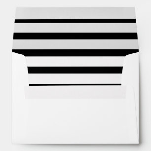 Black and White Stripe Wedding Return Address Envelope
