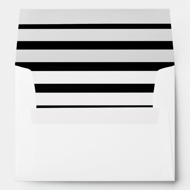 Black and White Stripe Wedding Return Address Envelope (Back (Bottom))