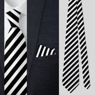 Black And White Striped Abstract Pattern Neck Tie