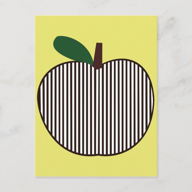 Black and White Striped Apple Postcard (Front)
